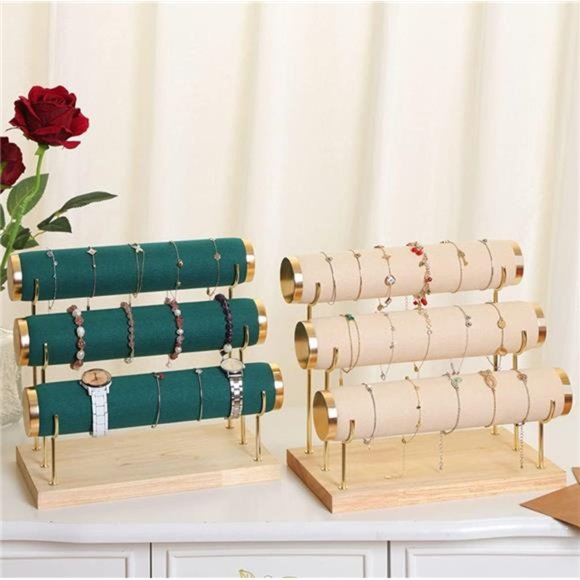 Detachable Bracelet Holder,Three Tier Racks Jewelry Display Stand,Stylish Velvet - Picture 5 of 7